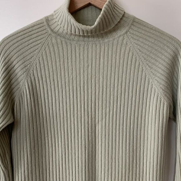 Vintage Mendocino 100% Cashmere Ribbed mint green Turtleneck Sweater size Medium - Picture 3 of 7